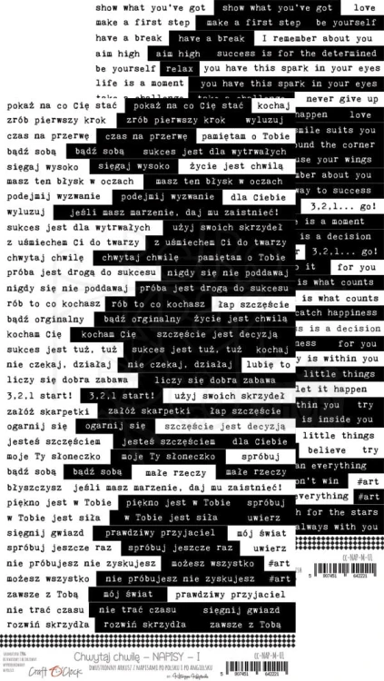 Arkusz z napisami Chwytaj chwilę 01 Craft O'Clock