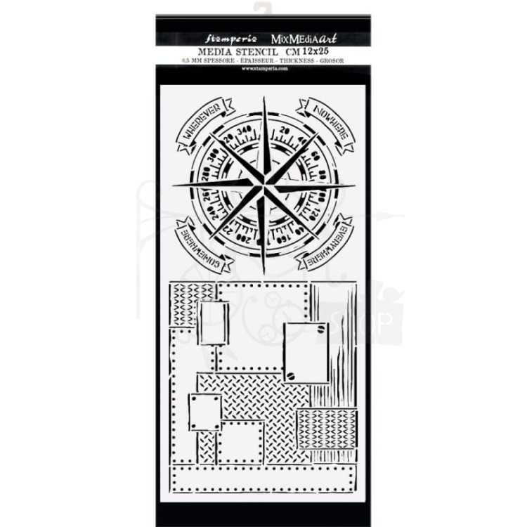 Maska szablon 12x25cm Lady Vagabond Lifestyle Kompas KSTDL53 Stamperia