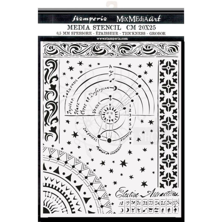 Maska szablon 20x25cm Alchemy Planety KSTD098 Stamperia