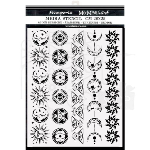 Maska szablon 20x25cm Alchemy Symbole i Bordiury KSTD095 Stamperia