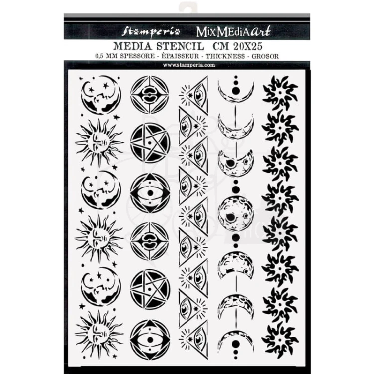 Maska szablon 20x25cm Alchemy Symbole i Bordiury KSTD095 Stamperia