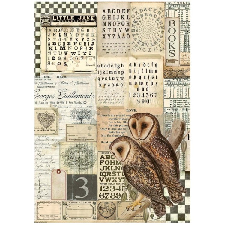 Papier ryżowy A4 Alchemy Sowy DFSA4664 Stamperia