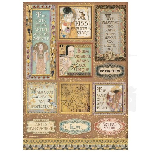 Papier ryżowy A4 Klimt Sentencje Etykiety DFSA4641 Stamperia