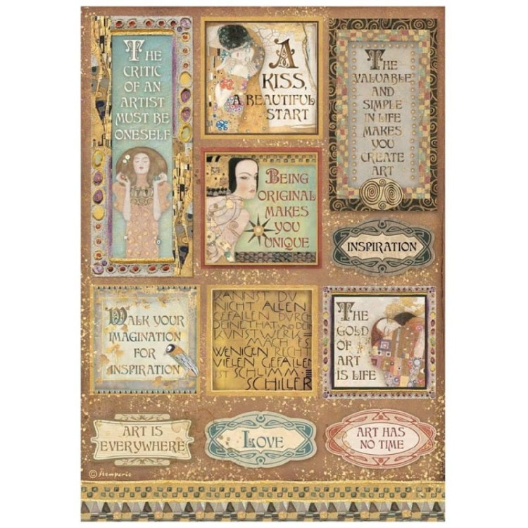 Papier ryżowy A4 Klimt Sentencje Etykiety DFSA4641 Stamperia