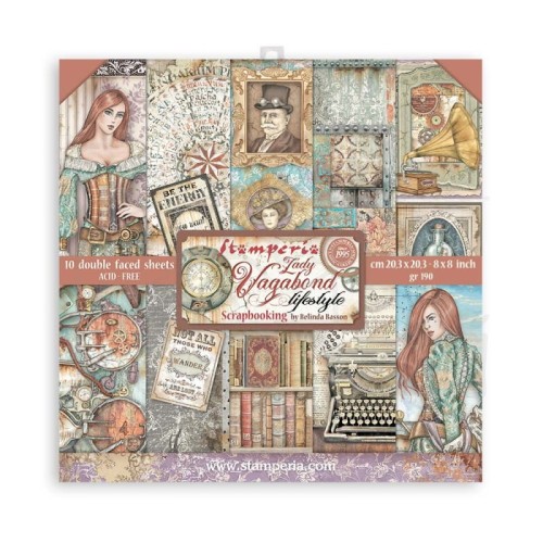 Zestaw papierów 20,3x20,3cm 10szt. Lady Vagabond SBBS49 Stamperia
