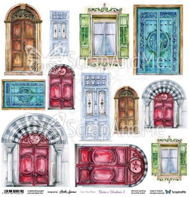Papier 30x30 Doors &amp; Windows 2 - arkusz do wycinania DW-02 ScrapAndMe