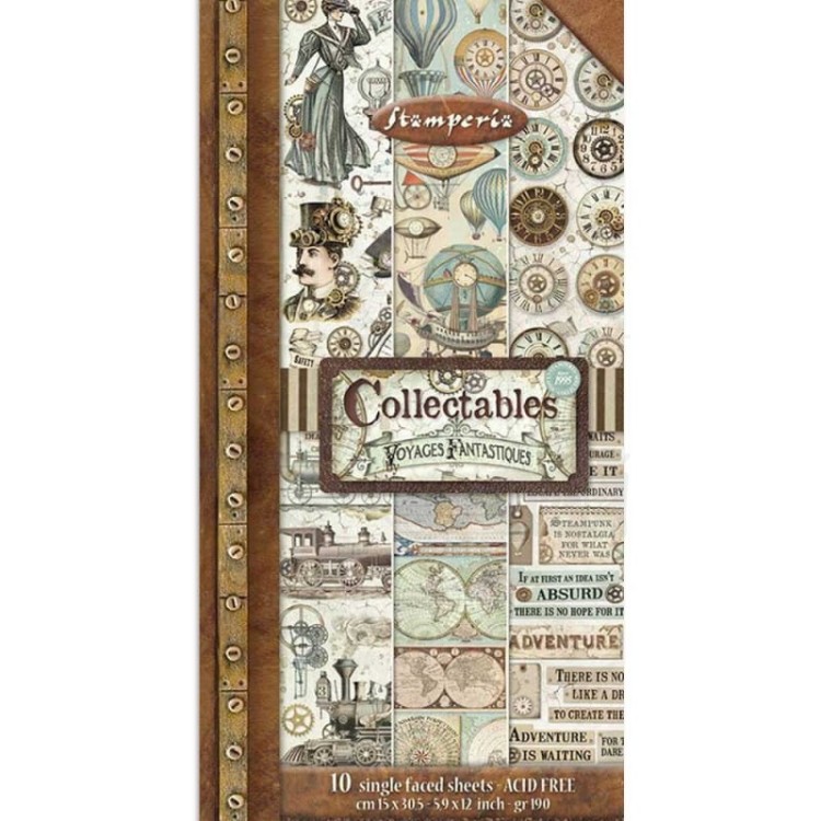 Zestaw papierów 15x30,5cm 10szt Voyages SBBV03 Stamperia
