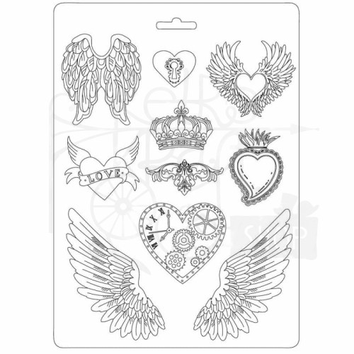 Foremka 21x29,7cm Serca i skrzydła K3PTA448 Stamperia