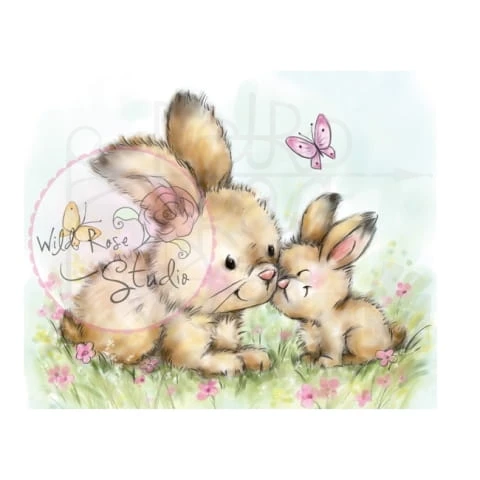 Stempel akrylowy Zajączki na trawie Spring Bunnies CL451 Wild Rose Studio