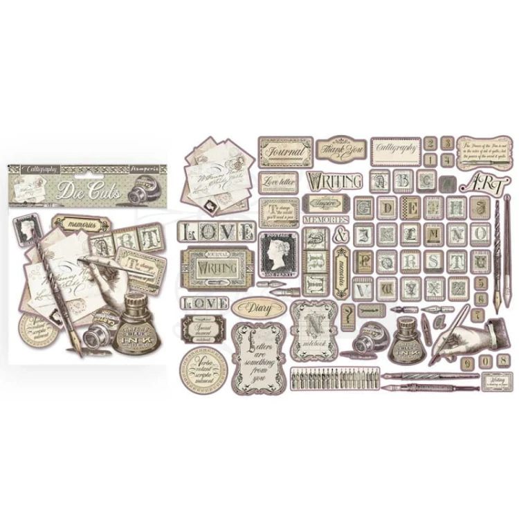 Kształty tekturowe die cuts kolekcja Caligraphy DFLDC21 Stamperia