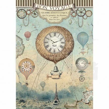 Papier ryżowy A4 Voyages fantastiques Balon DFSA4370 Stamperia