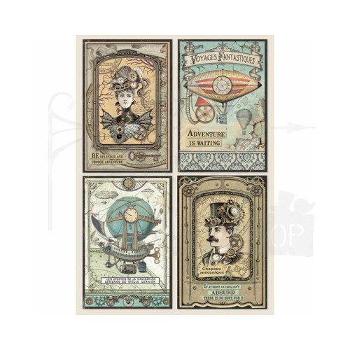Papier ryżowy A4 Voyages fantastiques 4 Karty DFSA4368 Stamperia
