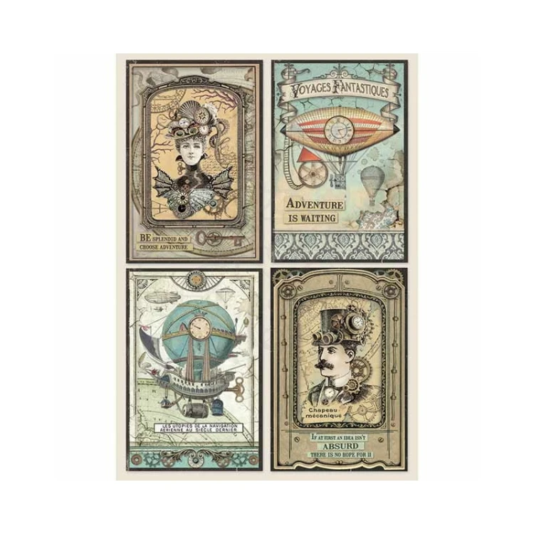 Papier ryżowy A4 Voyages fantastiques 4 Karty DFSA4368 Stamperia