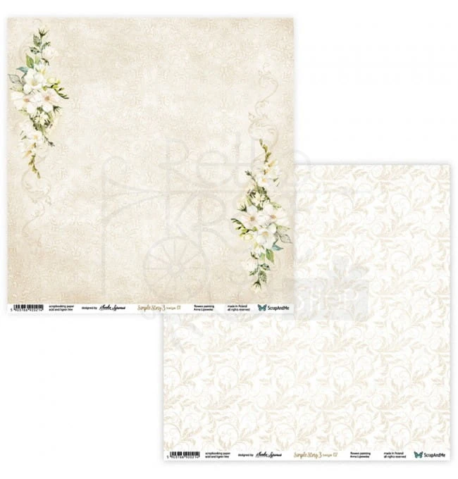 Papier 30x30 Simple Story 3 beige 01/02 SS3b-01/02 ScrapAndMe