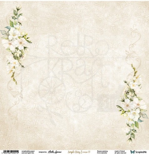 Papier 30x30 Simple Story 3 beige 01/02 SS3b-01/02 ScrapAndMe