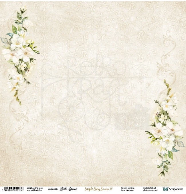 Papier 30x30 Simple Story 3 beige 01/02 SS3b-01/02 ScrapAndMe