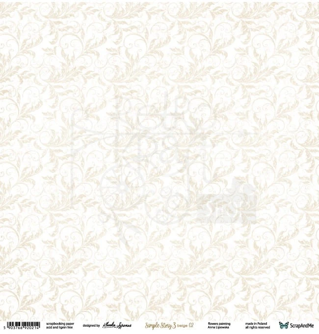 Papier 30x30 Simple Story 3 beige 01/02 SS3b-01/02 ScrapAndMe