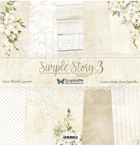 Zestaw papierów 30x30 Simple Story 3 beige SS3b-11 ScrapAndMe