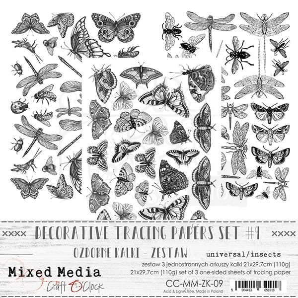 Ozdobne kalki zestaw 21x29,7 cm  Insects CC-MM-ZK-09 Craft O'Clock