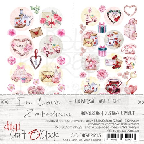 Zestaw etykiet 15 - In Love CC-DIGI-PR15 Craft O'Clock