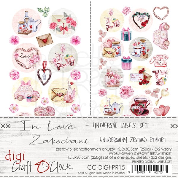 Zestaw etykiet 15 - In Love CC-DIGI-PR15 Craft O'Clock