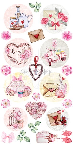 Zestaw etykiet 15 - In Love CC-DIGI-PR15 Craft O'Clock