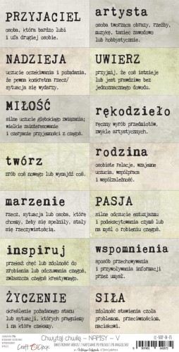 Arkusz z napisami Chwytaj chwilę 5 CC-NAP-M-05 Craft O'Clock