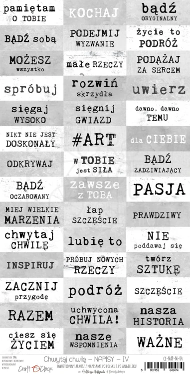 Arkusz z napisami Chwytaj chwilę 04 CC-NAP-M-04 Craft O'Clock