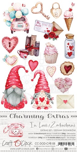 Zestaw dodatkow do wycięcia 08 15,5x30,5cm Charming extras - In Love CC-DOD-CHE-08 Craft O'Clock