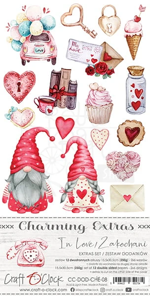 Zestaw dodatkow do wycięcia 08 15,5x30,5cm Charming extras - In Love CC-DOD-CHE-08 Craft O'Clock