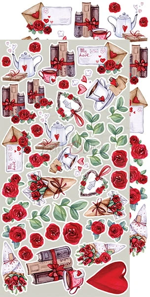 Zestaw dodatkow do wycięcia 08 15,5x30,5cm Charming extras - In Love CC-DOD-CHE-08 Craft O'Clock