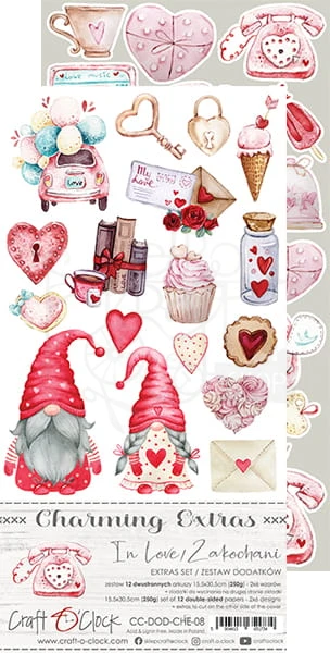 Zestaw dodatkow do wycięcia 08 15,5x30,5cm Charming extras - In Love CC-DOD-CHE-08 Craft O'Clock