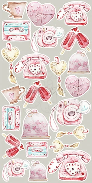 Zestaw dodatkow do wycięcia 08 15,5x30,5cm Charming extras - In Love CC-DOD-CHE-08 Craft O'Clock