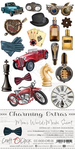 Zestaw dodatkow do wycięcia 05 15,5x30,5cm Charming extras - Men's World CC-DOD-CHE-05 Craft O'Clock