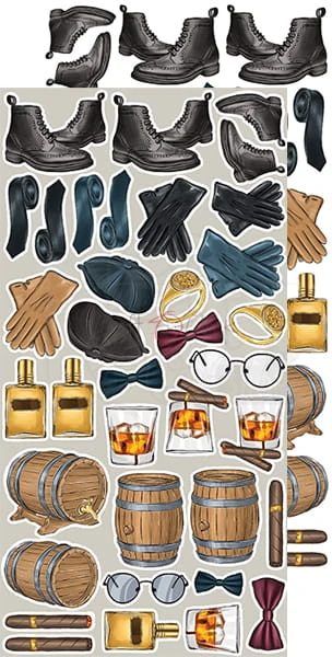 Zestaw dodatkow do wycięcia 05 15,5x30,5cm Charming extras - Men's World CC-DOD-CHE-05 Craft O'Clock