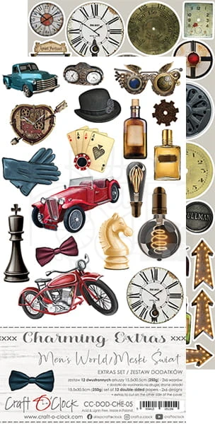 Zestaw dodatkow do wycięcia 05 15,5x30,5cm Charming extras - Men's World CC-DOD-CHE-05 Craft O'Clock