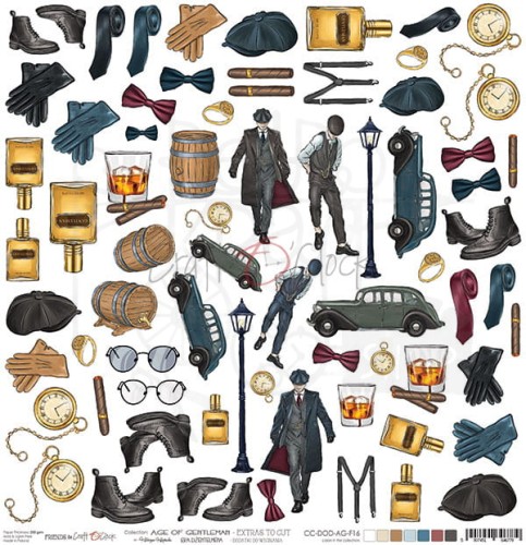 Papier 30x30 arkusz dodatków do wycięcia Age of Gentleman CC-DOD-AG-F16 Craft O'Clock