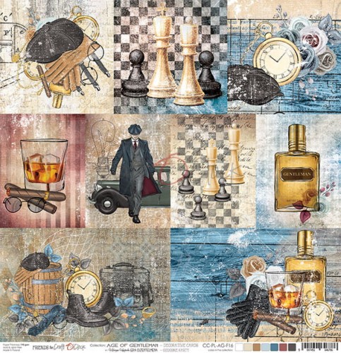 Papier 30x30 arkusz z kartami do wycięcia Age of Gentleman CC-PL-AG-F16 Craft O'Clock