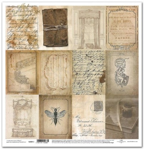 Papier 30x30 Secrets of the old diary stary papier listy SL0869 ITD Collection