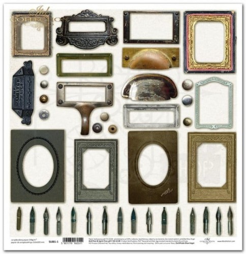 Papier 30x30 Secrets of the old diary stalowki ramki SL0881 ITD Collection