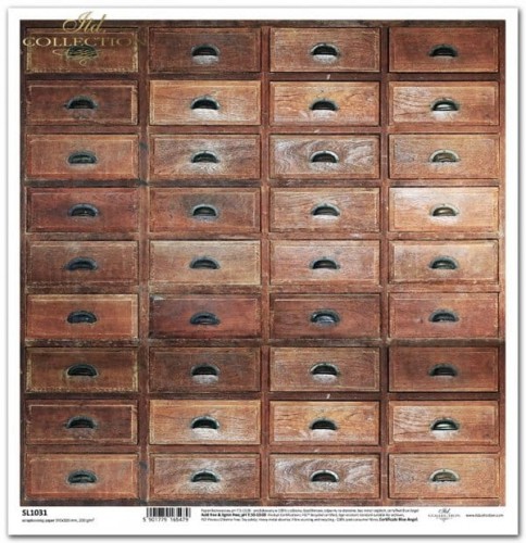 Papier 30x30 szufladki z metalowymi uchwytami, vintage SL1031 ITD Collection