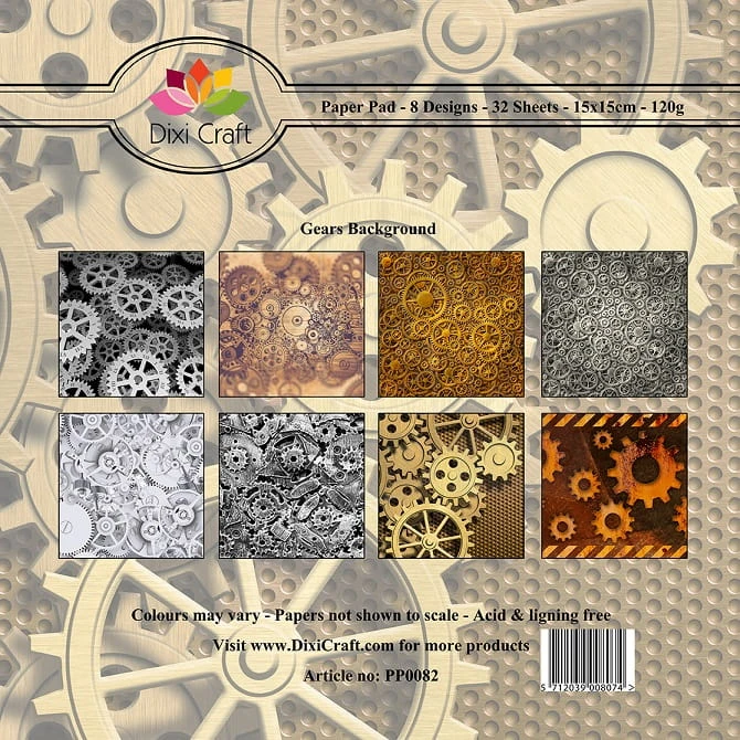 Papiery Dixi 15x15cm Gears Background Tła z trybikami PP0082 Dixi Craft