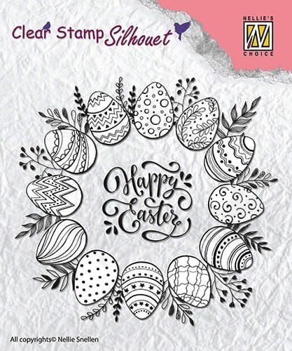 Stempel akrylowy Happy Easter wianek SIL027 Nellie's Choice