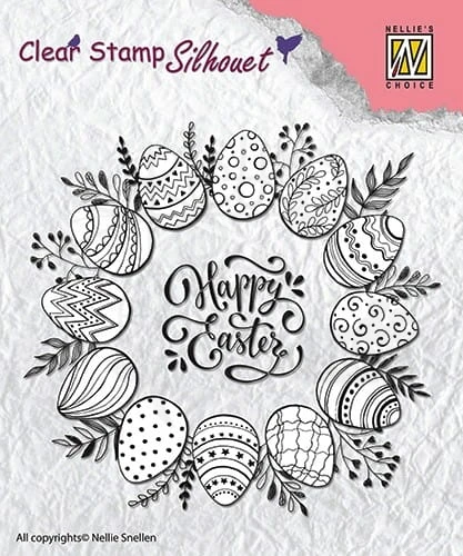 Stempel akrylowy Happy Easter wianek SIL027 Nellie's Choice