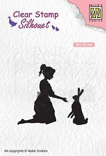 Stempel akrylowy Dziewczynka i zajączek SIL061 Nellie's Choice