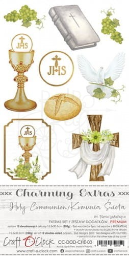 Zestaw dodatków do wycięcia 03 15,5x30,5cm Charming extras - Komunia Święta CC-DOD-CHE-03 Craft O'Clock