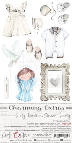 Zestaw dodatków do wycięcia 02 15,5x30,5cm Charming extras - Chrzest Święty CC-DOD-CHE-02 Craft O'Clock