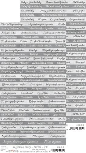 Arkusz z napisami Urodziny, imieniny CC-NAP-OK-08 Craft O'Clock
