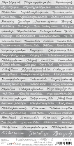 Arkusz z napisami Ślub, rocznica CC-NAP-OK-06 Craft O'Clock