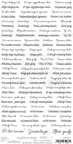Arkusz z napisami Ślub, rocznica CC-NAP-OK-05 Craft O'Clock